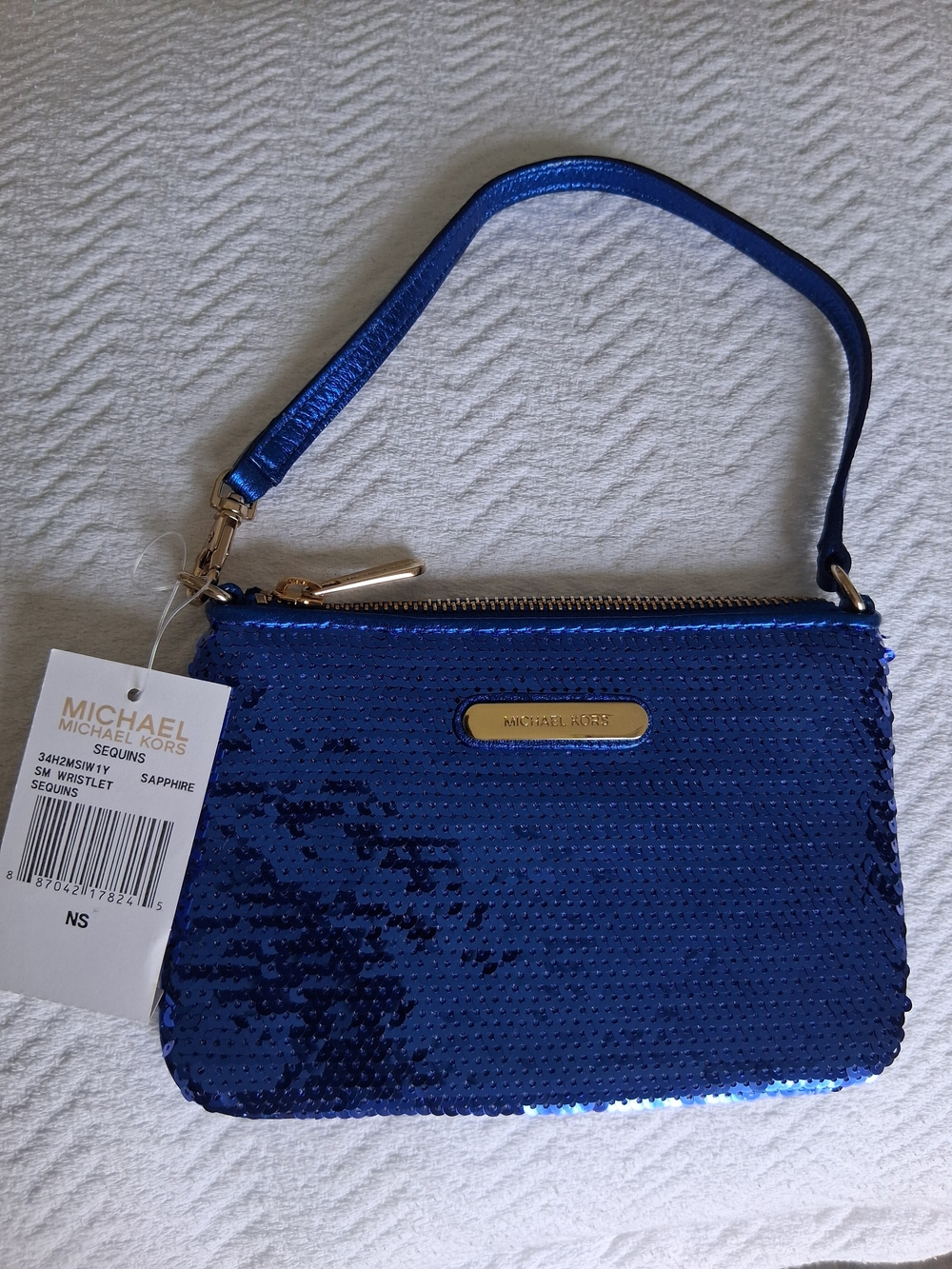 Michael Kors Sapphire Blue Sequin Convertible Wristlet/Purse NWT